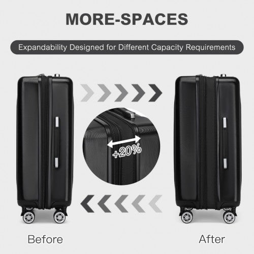 Kono KSK2483 20/24/28-inch black luggage set – set view