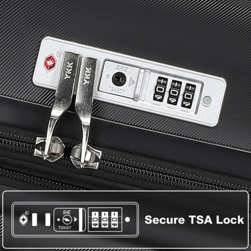 Kono KSK2483 20/24/28-inch black luggage set – set view