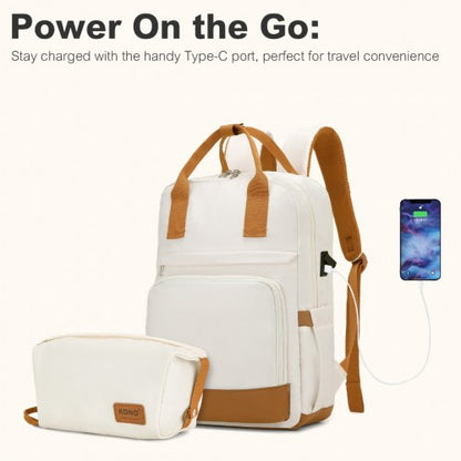 Kono KSK2484 20-inch cream and brown luggage set – set view