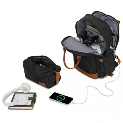 Kono KSK2484 20-inch black and brown luggage set – detail view 9