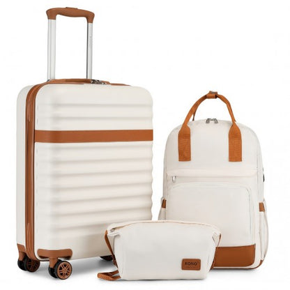 Kono KSK2484 20-inch cream and brown luggage set – front view