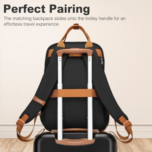 Kono KSK2484 20-inch black and brown luggage set – detail view 13