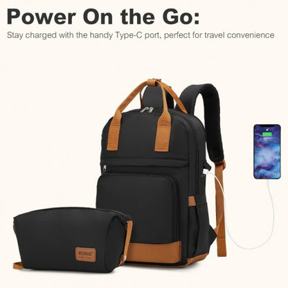 Kono KSK2484 20-inch black and brown luggage set – set view