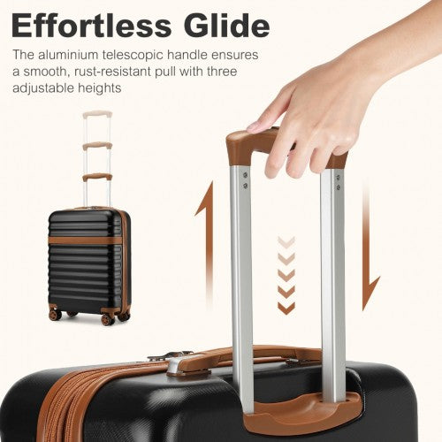 Kono KSK2484 20-inch black and brown luggage set – detail view 4
