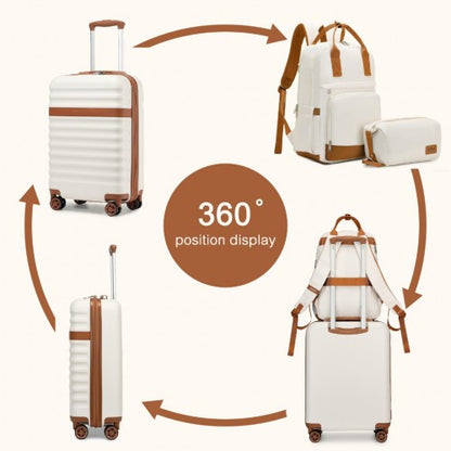 Kono KSK2484 20-inch cream and brown luggage set – side view