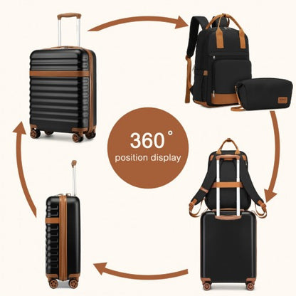 Kono KSK2484 20-inch black and brown luggage set – side view