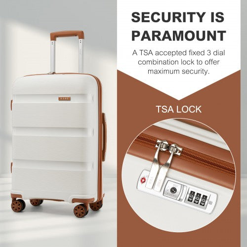 Kono KSK2492 12/19/24/28-inch cream and brown luggage set – set view