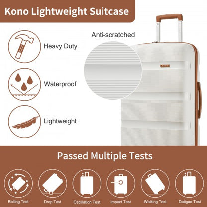 Kono KSK2492 12/19/24/28-inch cream and brown luggage set – set view