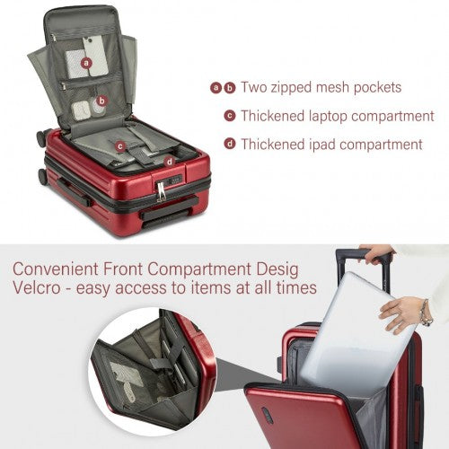 Kono KSK2493 20/24/28-inch burgundy luggage set – side view