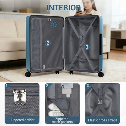 KSK2583 - Kono Premium ABS+PC 3-Piece Hard Shell Luggage Set with TSA Lock & 360° Silent Spinner Wheels - Navy