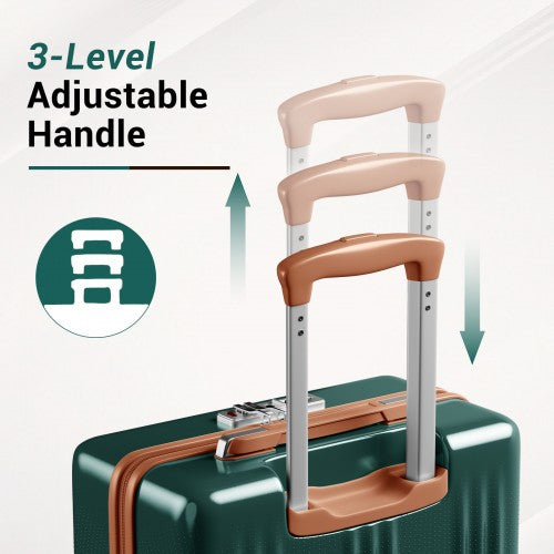 KSK2583 - Kono Premium ABS+PC 3-Piece Hard Shell Luggage Set with TSA Lock & 360° Silent Spinner Wheels - Green and Brown
