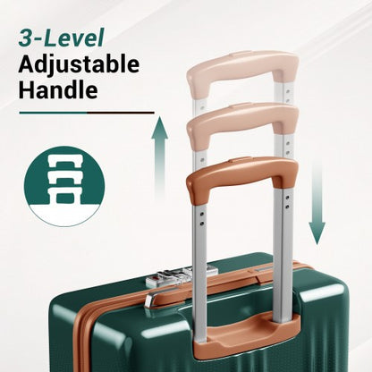 KSK2583 - Kono Premium ABS+PC 3-Piece Hard Shell Luggage Set with TSA Lock & 360° Silent Spinner Wheels - Green and Brown