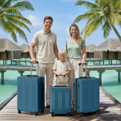 KSK2583 - Kono Premium ABS+PC 3-Piece Hard Shell Luggage Set with TSA Lock & 360° Silent Spinner Wheels - Navy