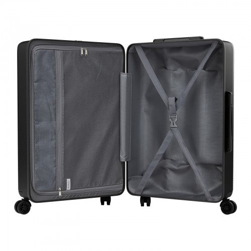 KSK2583 - Kono Premium ABS+PC 3-Piece Hard Shell Luggage Set with TSA Lock & 360° Silent Spinner Wheels - Black
