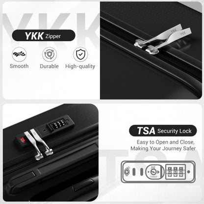 KSK2583 - Kono Premium ABS+PC 3-Piece Hard Shell Luggage Set with TSA Lock & 360° Silent Spinner Wheels - Black