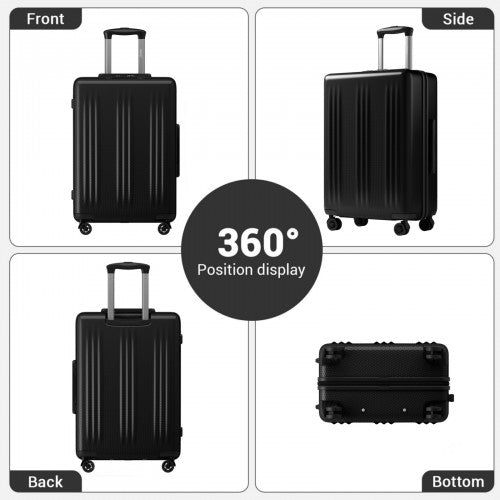 KSK2583 - Kono Premium ABS+PC 3-Piece Hard Shell Luggage Set with TSA Lock & 360° Silent Spinner Wheels - Black