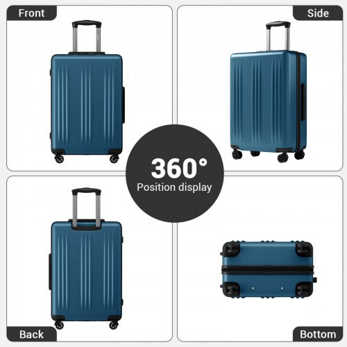 KSK2583 - Kono Premium ABS+PC 3-Piece Hard Shell Luggage Set with TSA Lock & 360° Silent Spinner Wheels - Navy