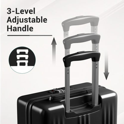 KSK2583 - Kono Premium ABS+PC 3-Piece Hard Shell Luggage Set with TSA Lock & 360° Silent Spinner Wheels - Black