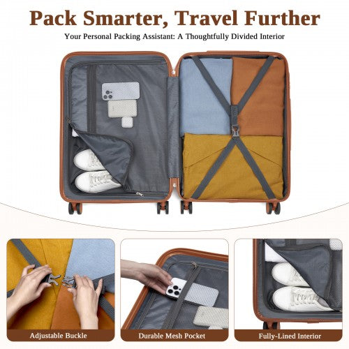 Kono KSK2584 20/24/28-inch navy and brown luggage set – set view