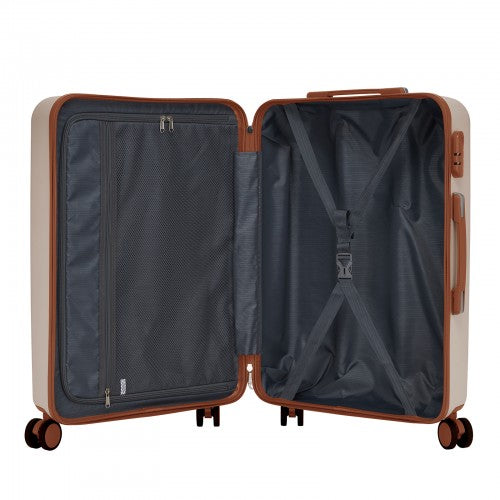 Kono KSK2584 20/24/28-inch cream and brown luggage set – set view