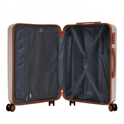Kono KSK2584 20/24/28-inch cream and brown luggage set – set view