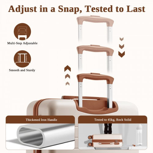 Kono KSK2584 20/24/28-inch cream and brown luggage set – set view