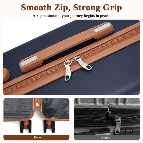 Kono KSK2584 20/24/28-inch navy and brown luggage set – set view