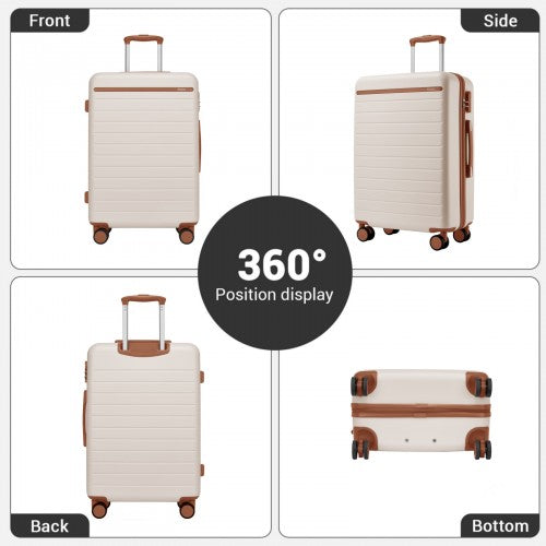 Kono KSK2584 20/24/28-inch cream and brown luggage set – set view