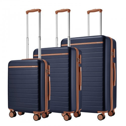 Kono KSK2584 20/24/28-inch navy and brown luggage set – set view