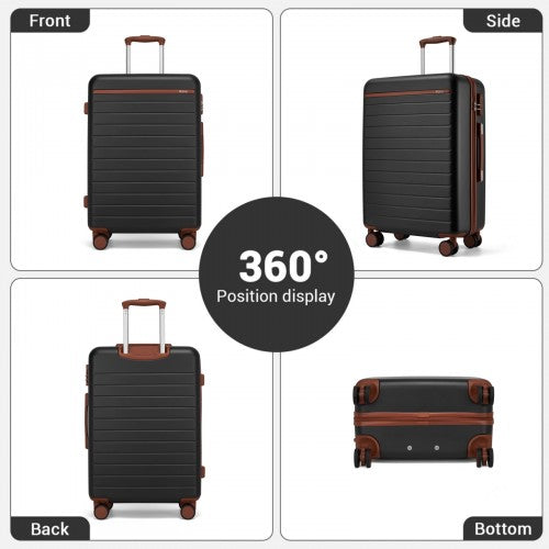 Kono KSK2584 20/24/28-inch black and brown luggage set – set view