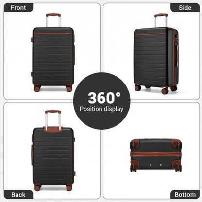 Kono KSK2584 20/24/28-inch black and brown luggage set – set view