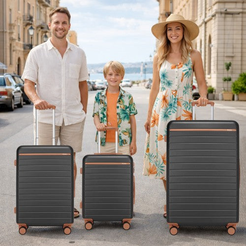 Kono KSK2584 20/24/28/12-inch grey and brown luggage set – set view