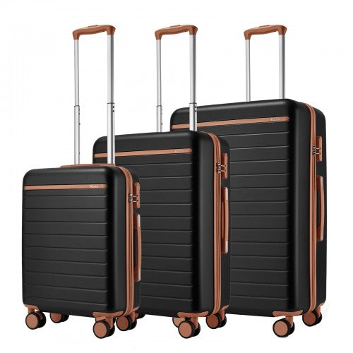 Kono KSK2584 20/24/28-inch black and brown luggage set – set view