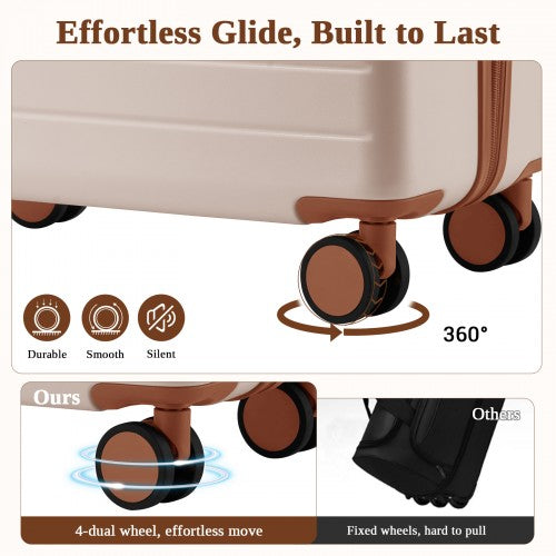 Kono KSK2584 20/24/28-inch cream and brown luggage set – set view
