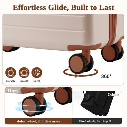 Kono KSK2584 20/24/28-inch cream and brown luggage set – set view