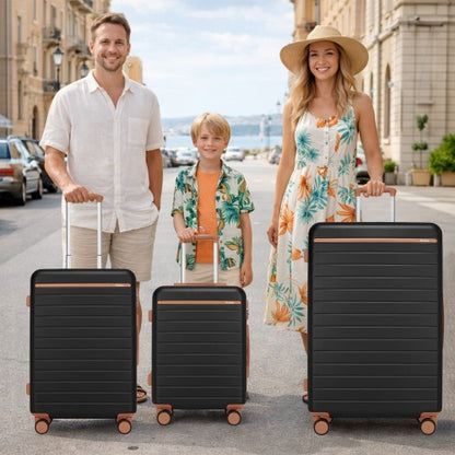Kono KSK2584 20/24/28/12-inch black and brown luggage set – set view