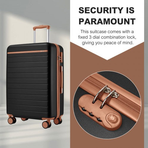 Kono KSK2584 20/24/28-inch black and brown luggage set – set view