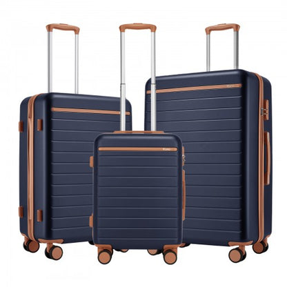 Kono KSK2584 20/24/28-inch navy and brown luggage set – set view