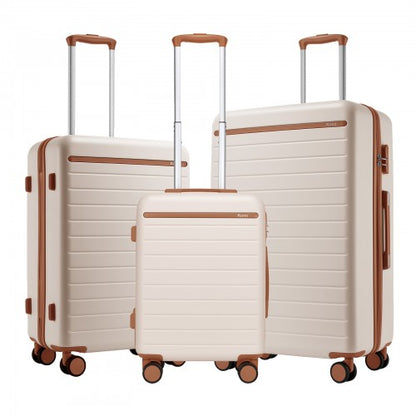 Kono KSK2584 20/24/28-inch cream and brown luggage set – set view