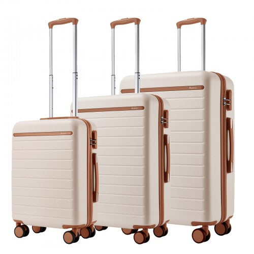 Kono KSK2584 20/24/28-inch cream and brown luggage set – set view