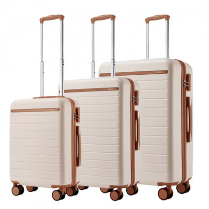 Kono KSK2584 20/24/28-inch cream and brown luggage set – set view