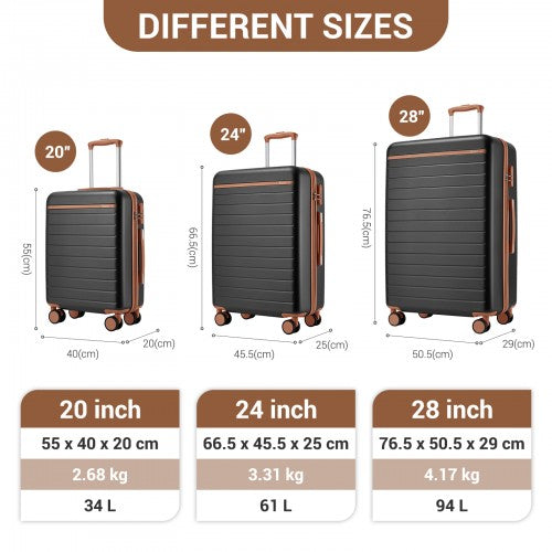 Kono KSK2584 20/24/28-inch grey and brown luggage set – set view