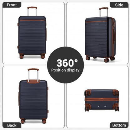 Kono KSK2584 20/24/28-inch navy and brown luggage set – set view