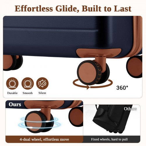 Kono KSK2584 20/24/28-inch navy and brown luggage set – set view