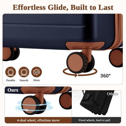 Kono KSK2584 20/24/28-inch navy and brown luggage set – set view