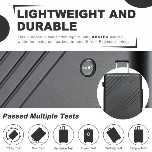 Kono KSK2585 20/24/28-inch grey and black luggage set – set view