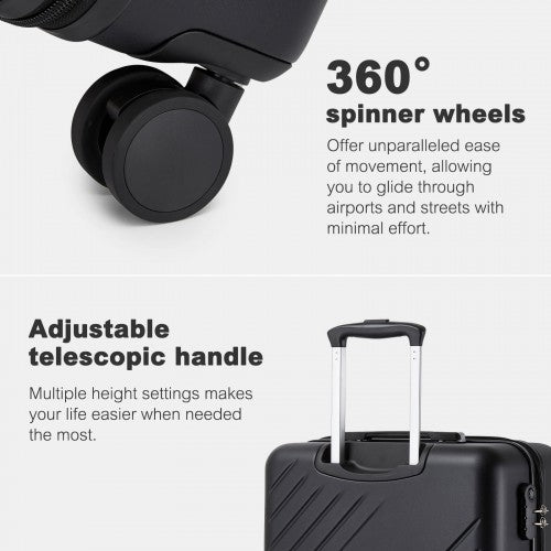 Kono KSK2585 20/24/28-inch black luggage set – set view