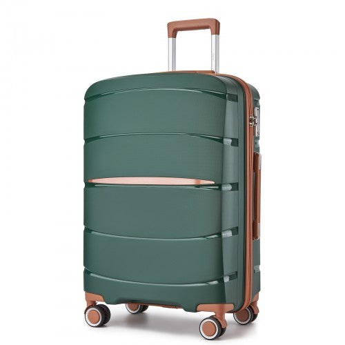 KSK2591 - Kono 20/24/28 inch PP Modern Scratch-Resistant Suitcase Set with TSA Lock & Stylish Brown Accents