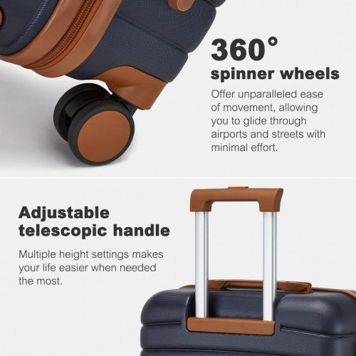 Kono KSK2592 20/24/28-inch navy and brown luggage set – set view