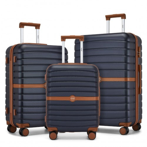 Kono KSK2592 20/24/28-inch navy and brown luggage set – set view